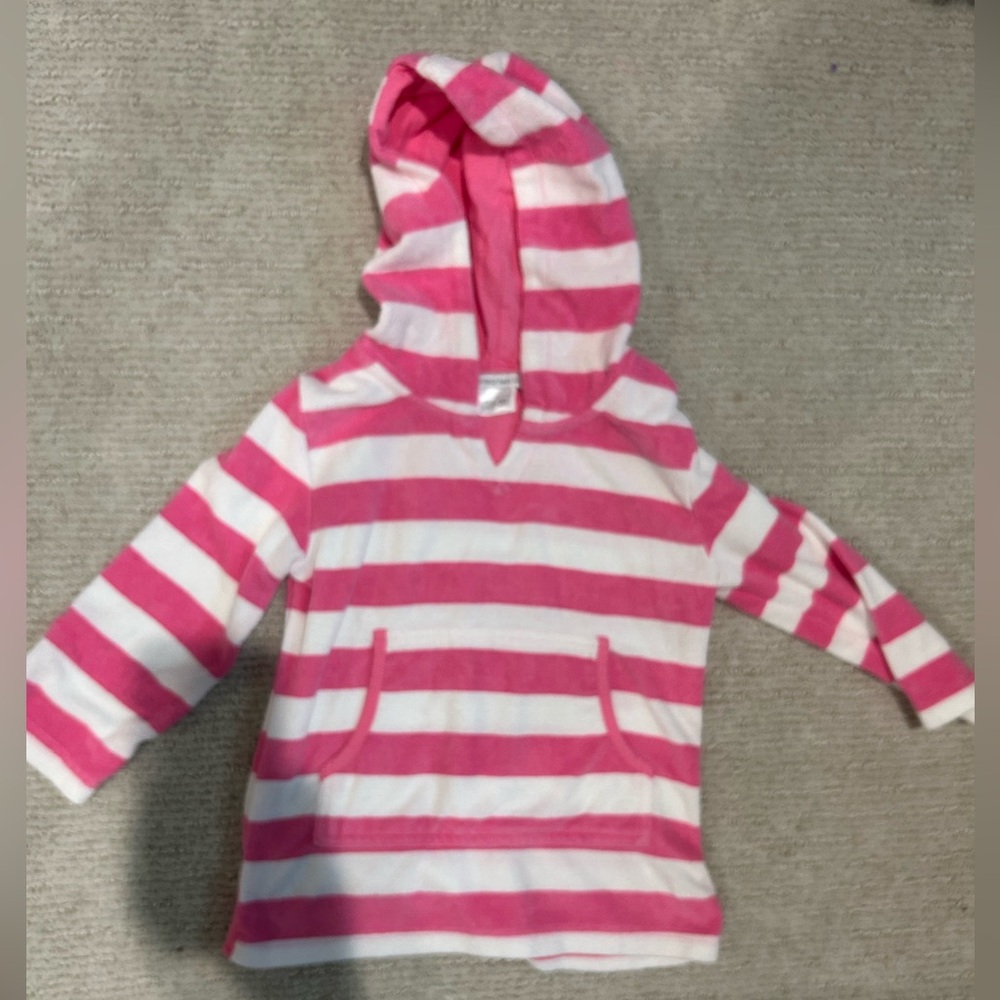 PB Kids Striped Hooded Swim Cover-Up--size 2T-3T